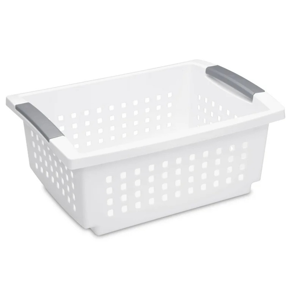 Sterilite White Plastic Medium Stacking Basket NWT